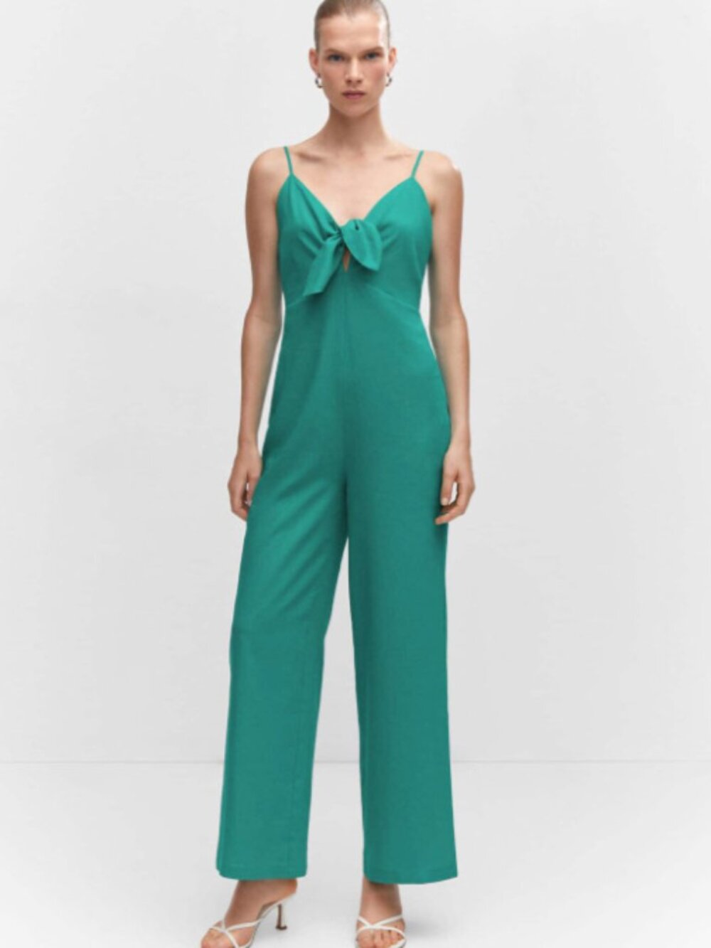 NWOT Mango Linen-Blend Wide-Leg Jumpsuit- Size M